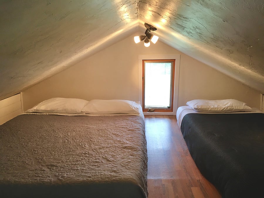 Upstairs sleeping loft - One queen mattress and one twin-XL mattress