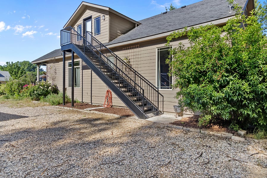 The entrance to the apartment is on the back side of the house and very secured and private, and the parking is right there at the stairs for your convenience
