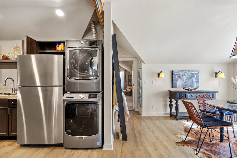 Full size washer dryer and fridge