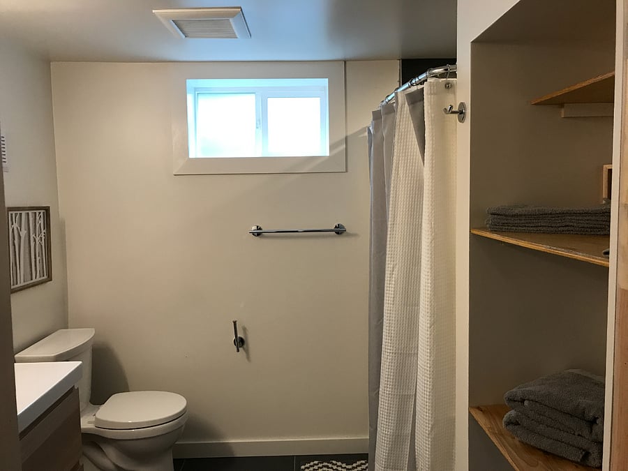 Bathroom with linen closet