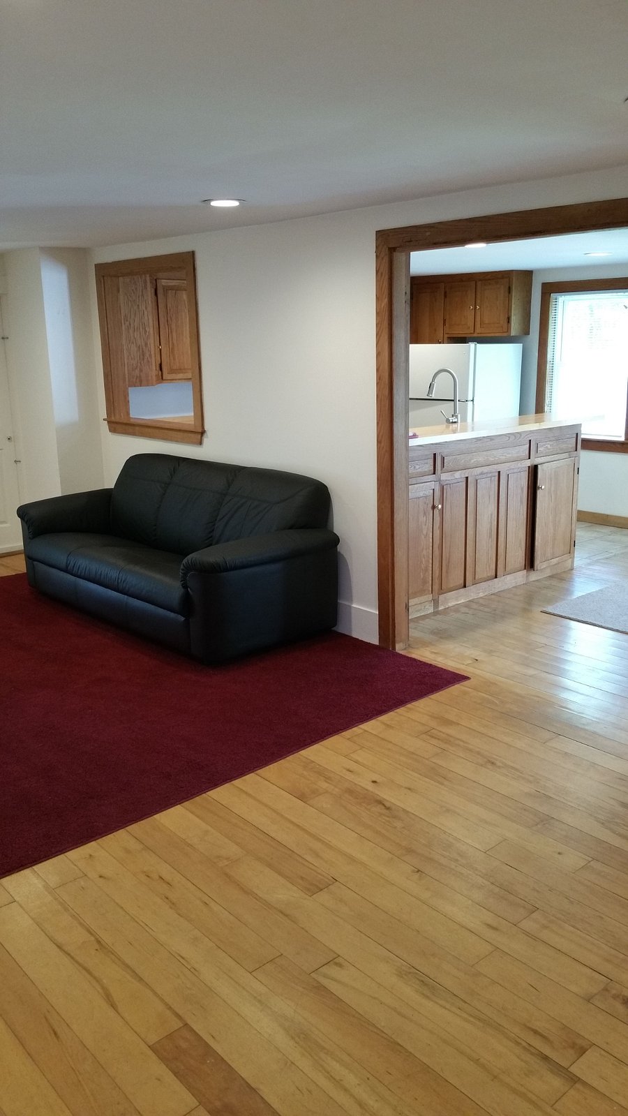 Living room is located just off the dining room for open-concept living.