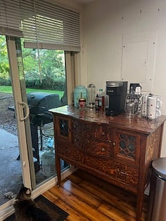 Coffee station, hot cocoa and tea
