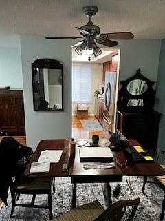 Wonderful and functional antique furnishing in dining room.