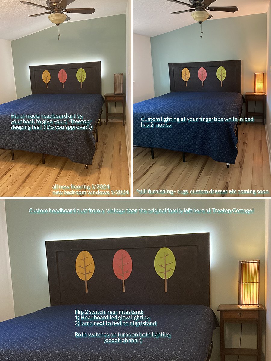 custom featured headboard has a switch for turning on headboard mood light (with dimmers)