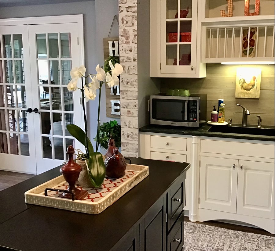 The kitchen island and sink area.
