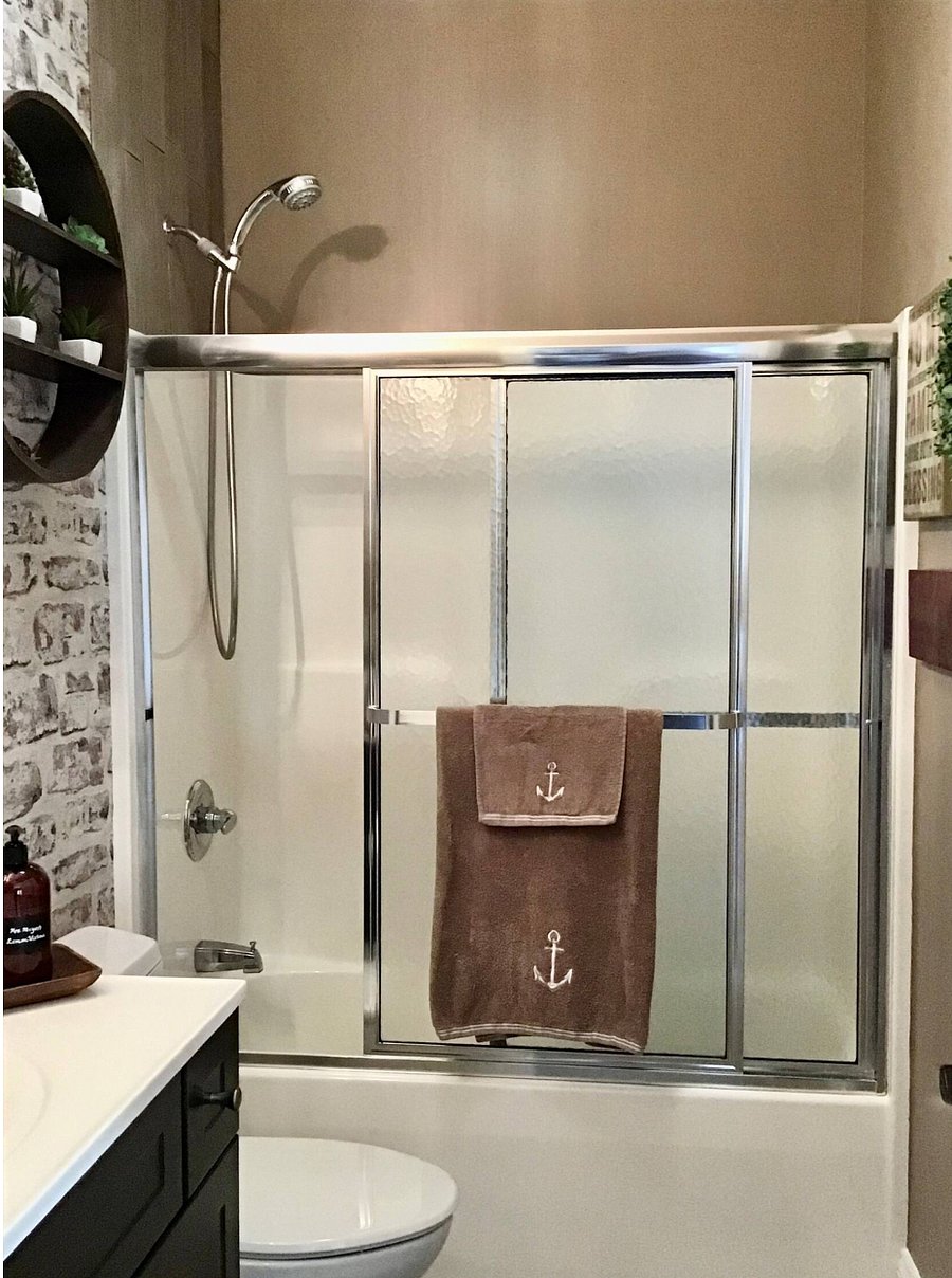 Shower and toilet.