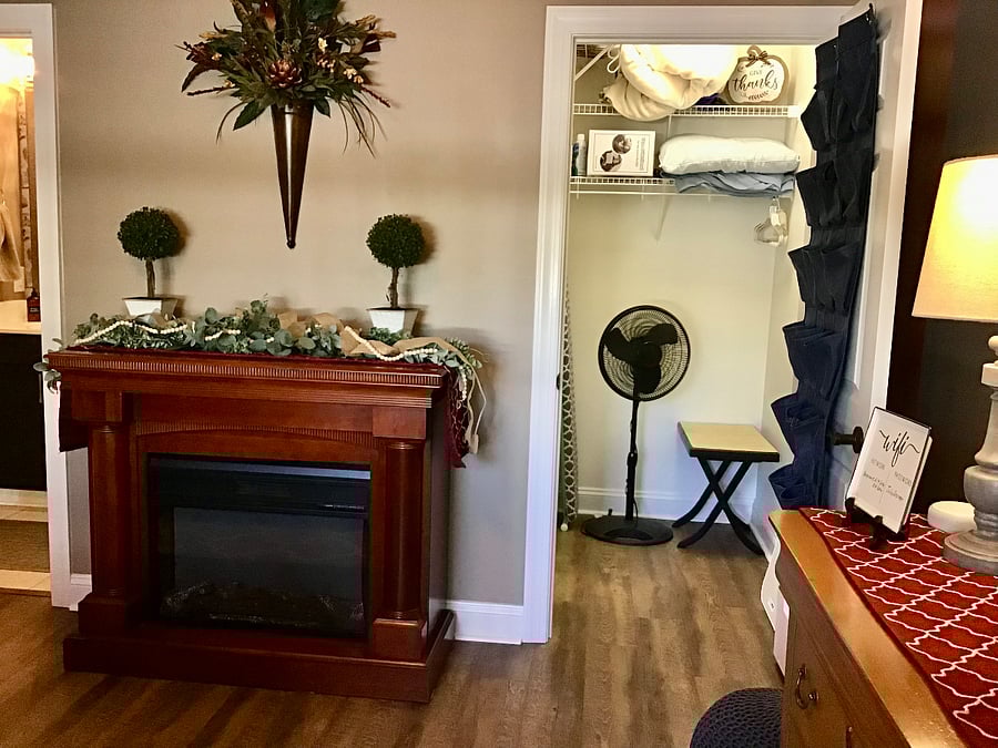Fireplace for when it is cold.