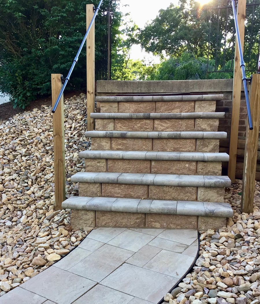 There are a fairly steep set of stairs that lead from the driveway to the back private entrance to the apartment.