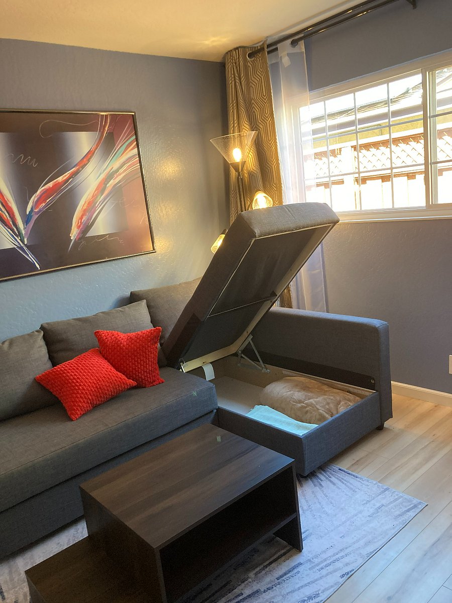 Extra storage under the couch in your living room