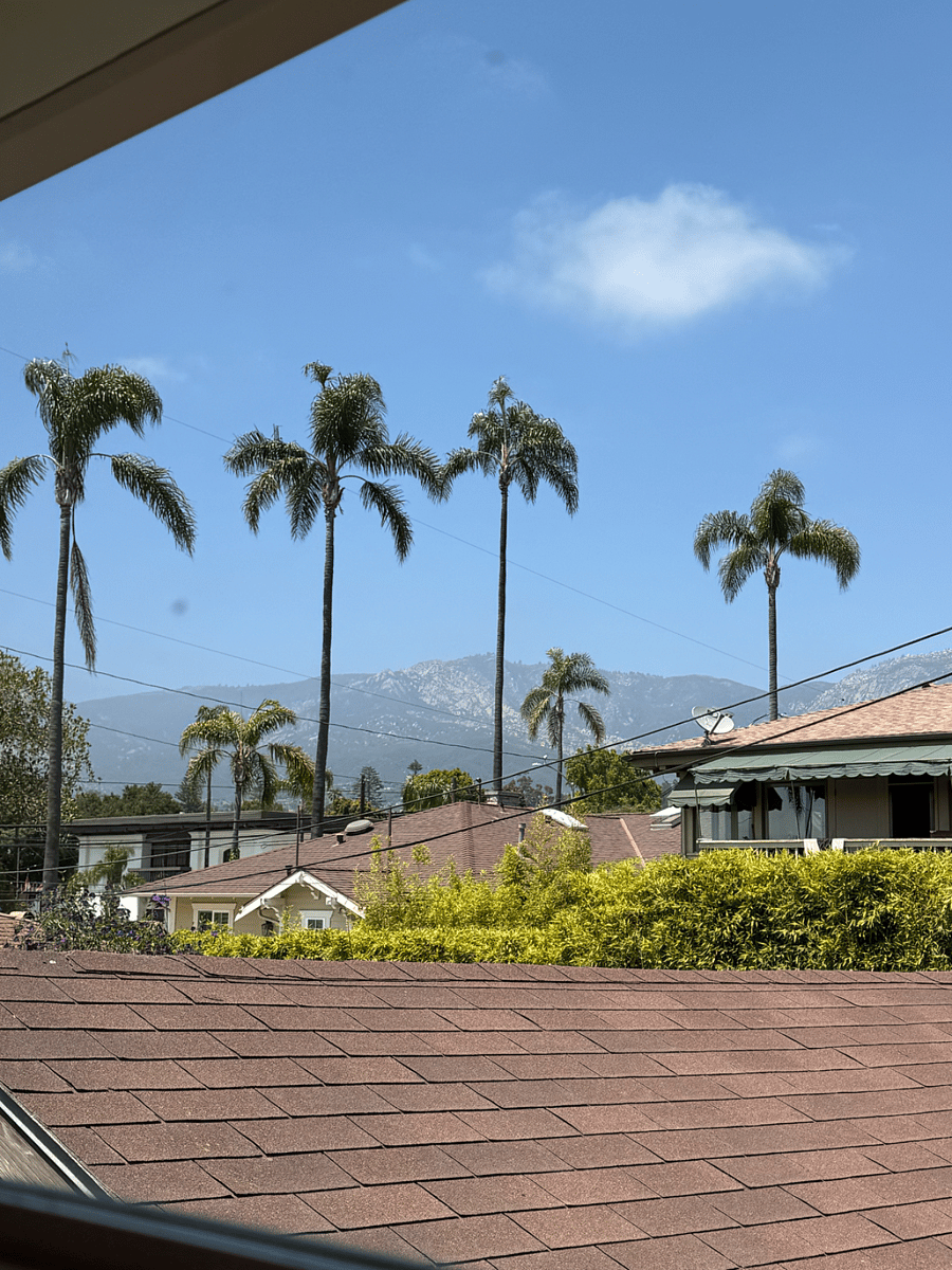 Peekaboo views of the beautiful Santa Barbara mountains and the opposite view is the Mesa