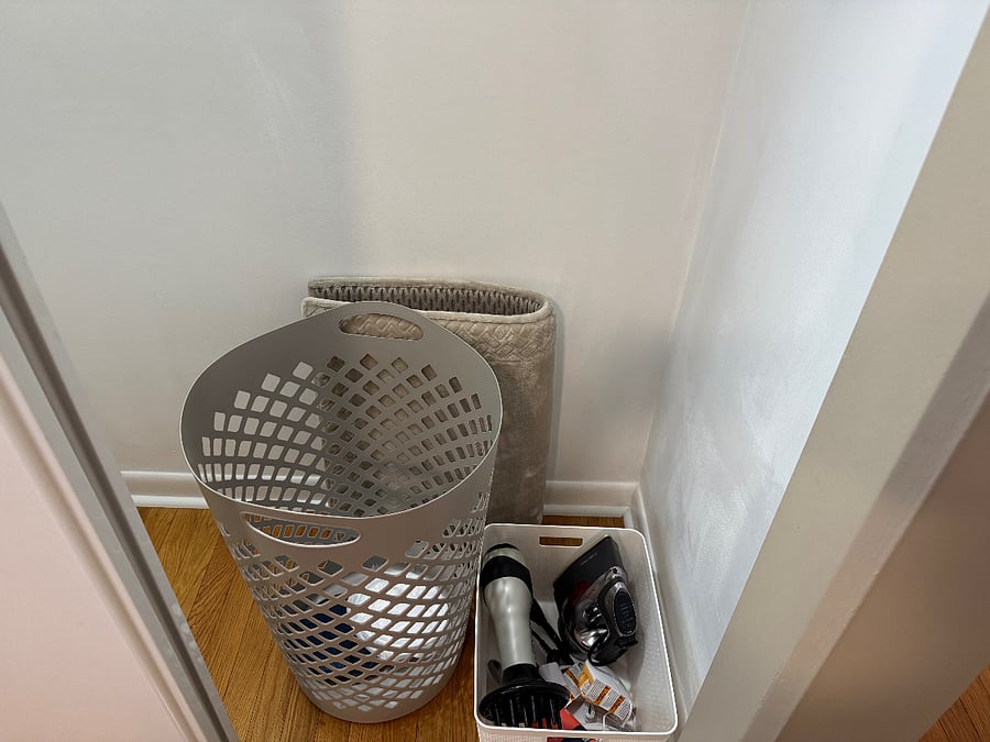 Hair blower, iron and ironing board in unit
hangers, laundry baskets, dirty clothes hampers in each bedroom provided