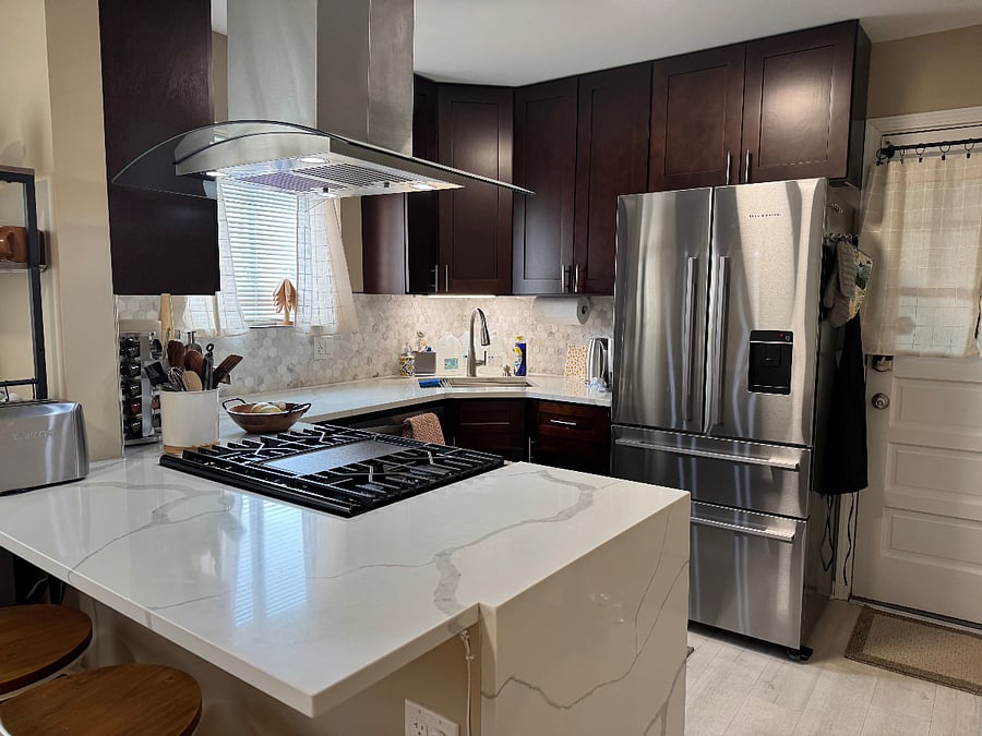 quartz kitchen island