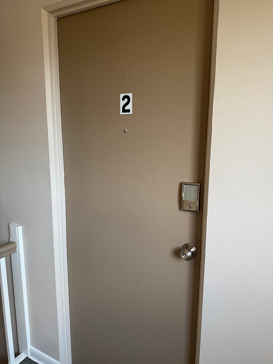 Keyless entry front door.
Backdoor also is keyless entry and the building's front and backdoor as well.