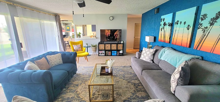 Living Room facing kitchen & dining room