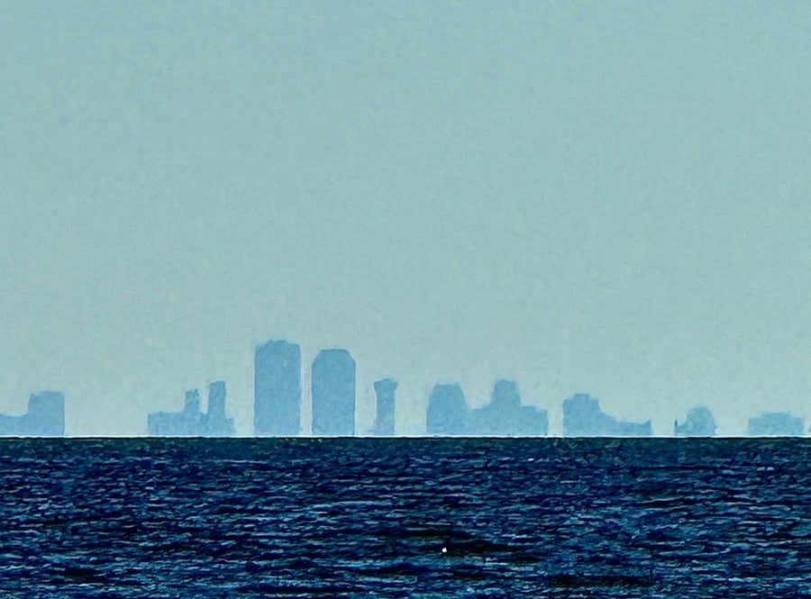On a clear day you can see the New Orleans skyline from the neighborhood beach.