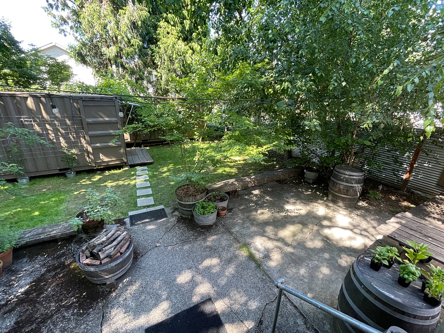 Spacious and private fenced backyard