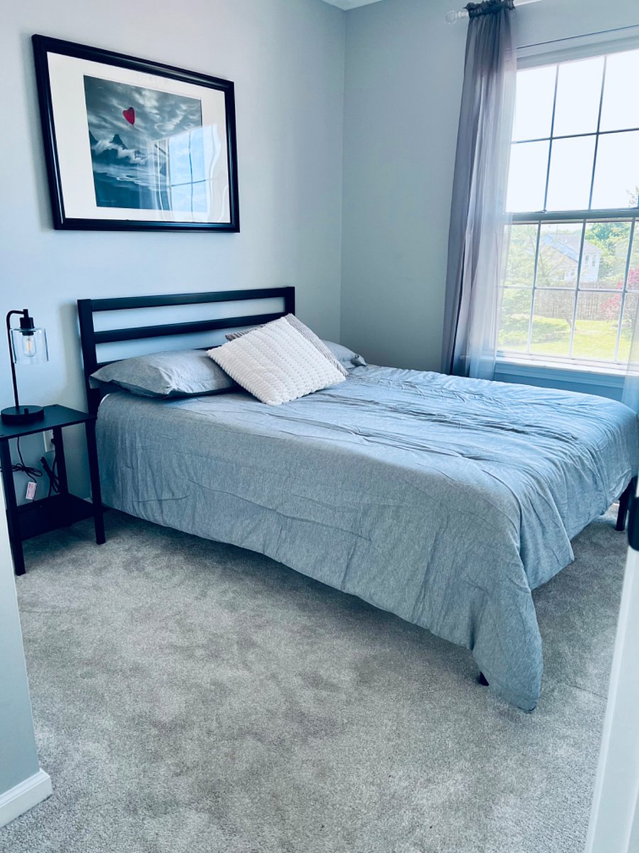 New full size bed with a high quality memory foam mattress.