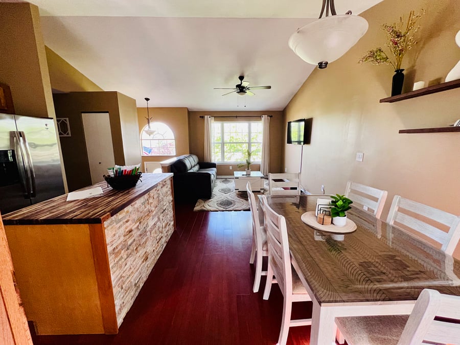 Living Room - Enjoy the comfort of the Sleeper Sofa. (queen bed) and 50 inch New Smart TV.