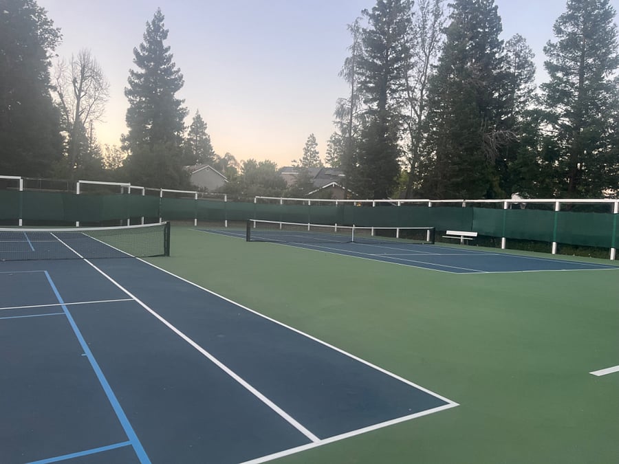 Clubhouse tennis and pickle ball courts