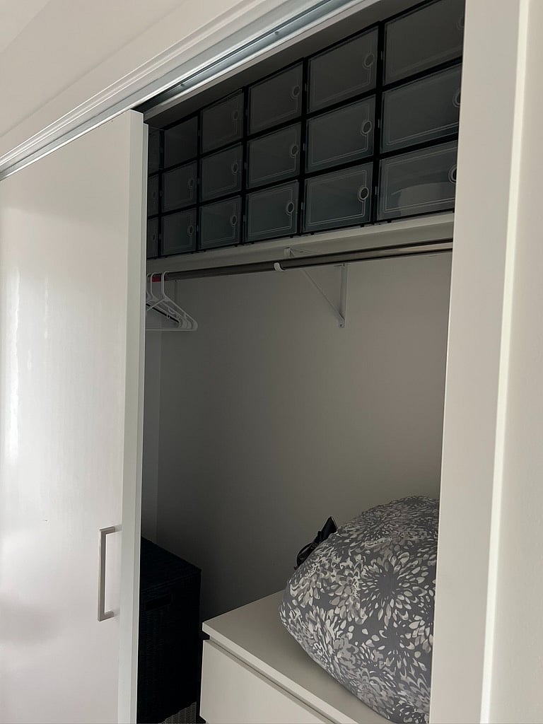 Master closet with shoe storage