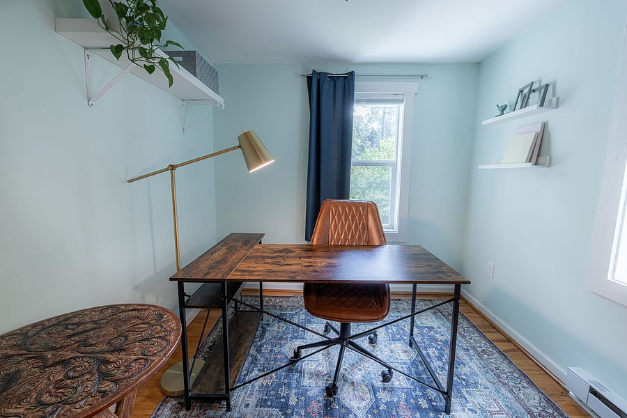 Office/library area.