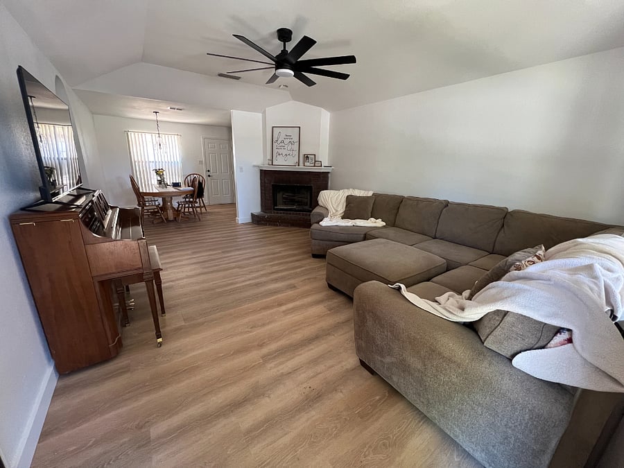 Functioning fireplace, piano and 65 in TV with all streaming services.
