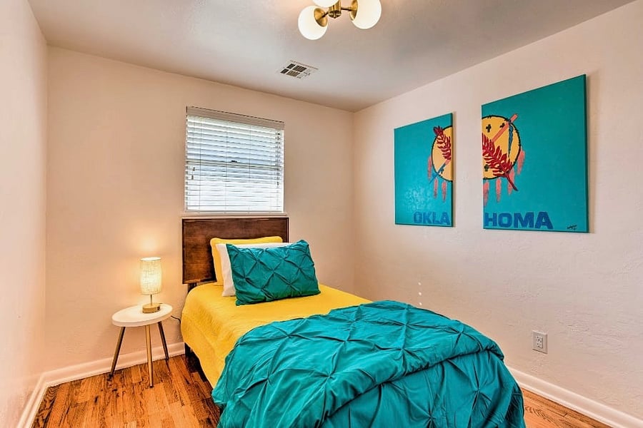 Ideal for the solo traveler, Whitewood Farm's fourth bedroom offers a cozy twin bed and a perfectly sized closet for all your essentials.