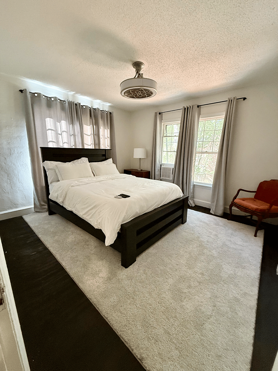 Bedroom two is designed to be cozy, quiet, and comfortable. While slightly smaller than the primary bedroom, it features the same high-quality, comfortable mattressensuring a great nights sleep. The room offers a peaceful atmosphere that makes it easy to relax and unwind, making it an ideal space for rest after a long day. Its a comfortable, inviting bedroom that feels calm, functional, and well suited for extended stays.