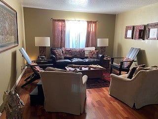 Family room adjoins dining room
