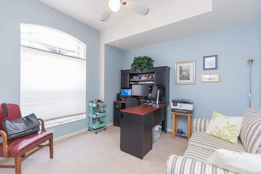 Nice light with pull-down, filtered shade. There is also a full-sized closet in this room. Printer not included..