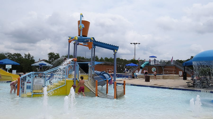 Walk, bike or take a short drive to cool off at the pool at Veterans Memorial Park which has plenty of space, play structures and water slides