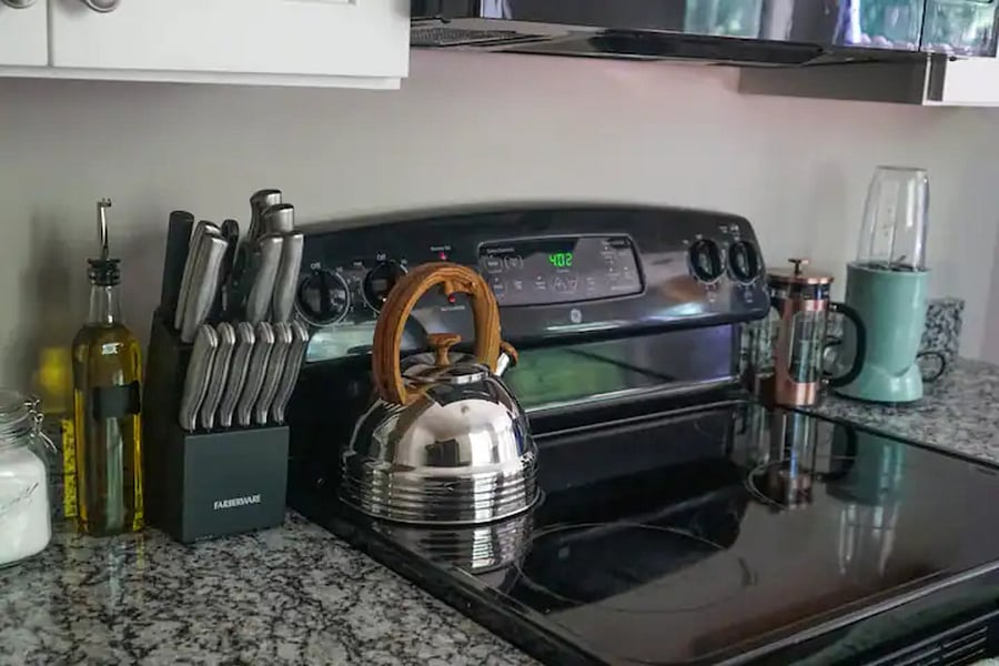 Modern cooking appliances and spacious countertops, the kitchen has everything!