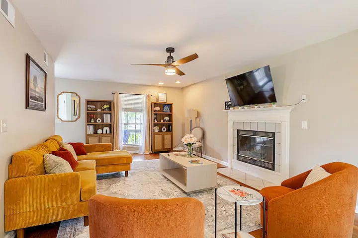 Find your place on the comfy living room sofa.