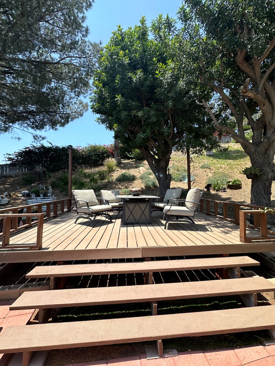 Backyard, deck with sitting area.