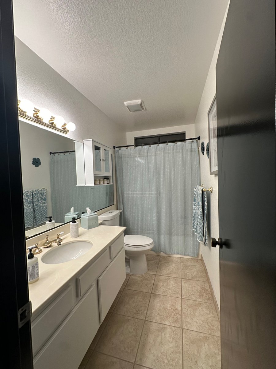 Shared bathroom, with space for your toiletries.
