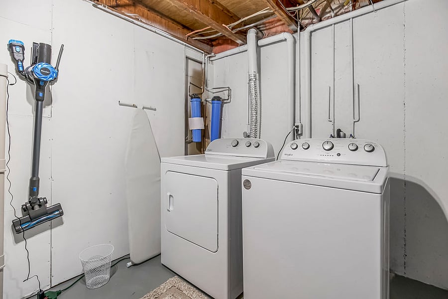 Laundry area in basement