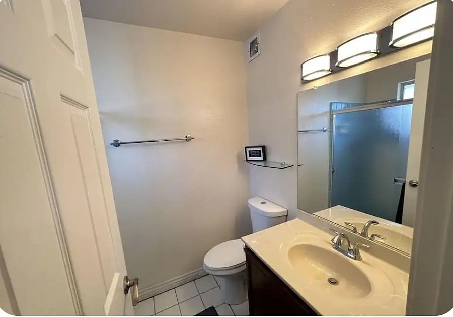 Master bath with walk-in shower.