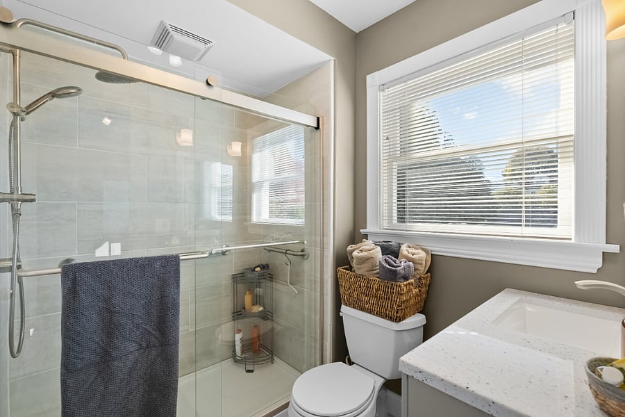 Newly Updated Walk-In Rain Shower and Vanity