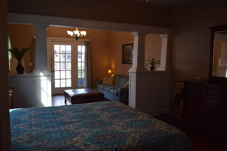 Front bedroom has door separating it from the rest of the house for privacy.