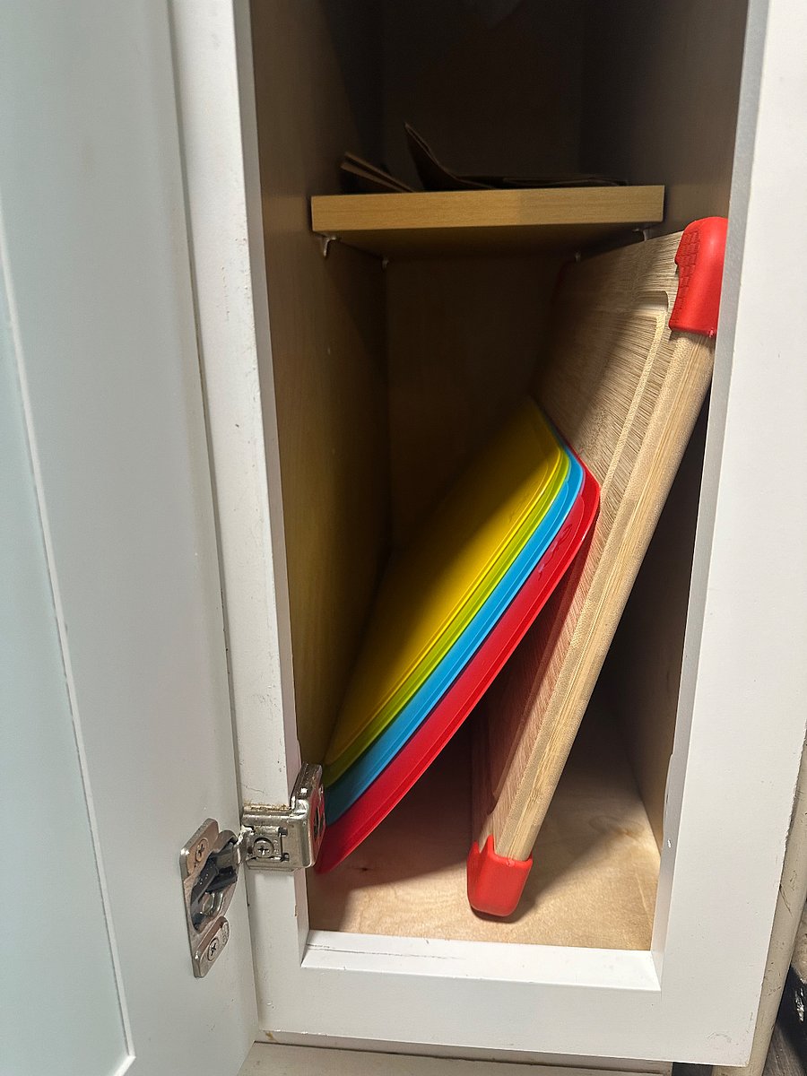 Wooden cutting board; color-coded cutting boards to prevent food cross-contamination.
Green: Vegetables only
Blue: Cheese only
Yellow: Poultry or fish
Red: Beef, pork other meats
