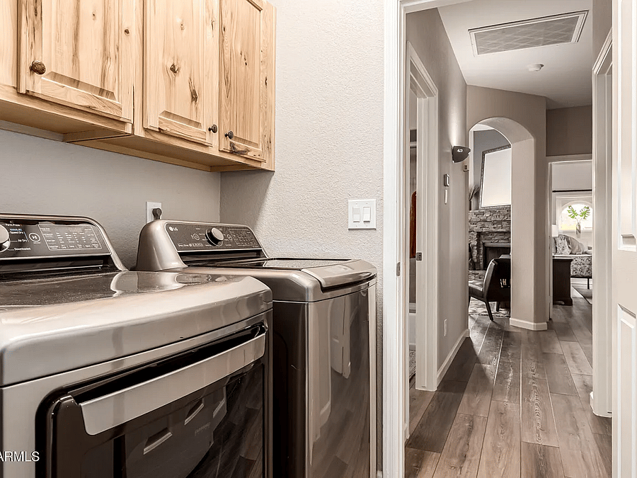 Laundry room view from garage