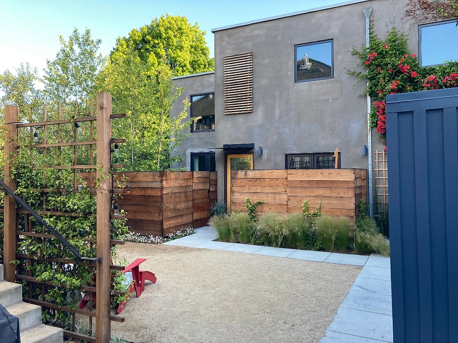 Peaceful courtyard with plantings