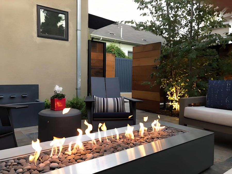 Patio with seating and fire pit