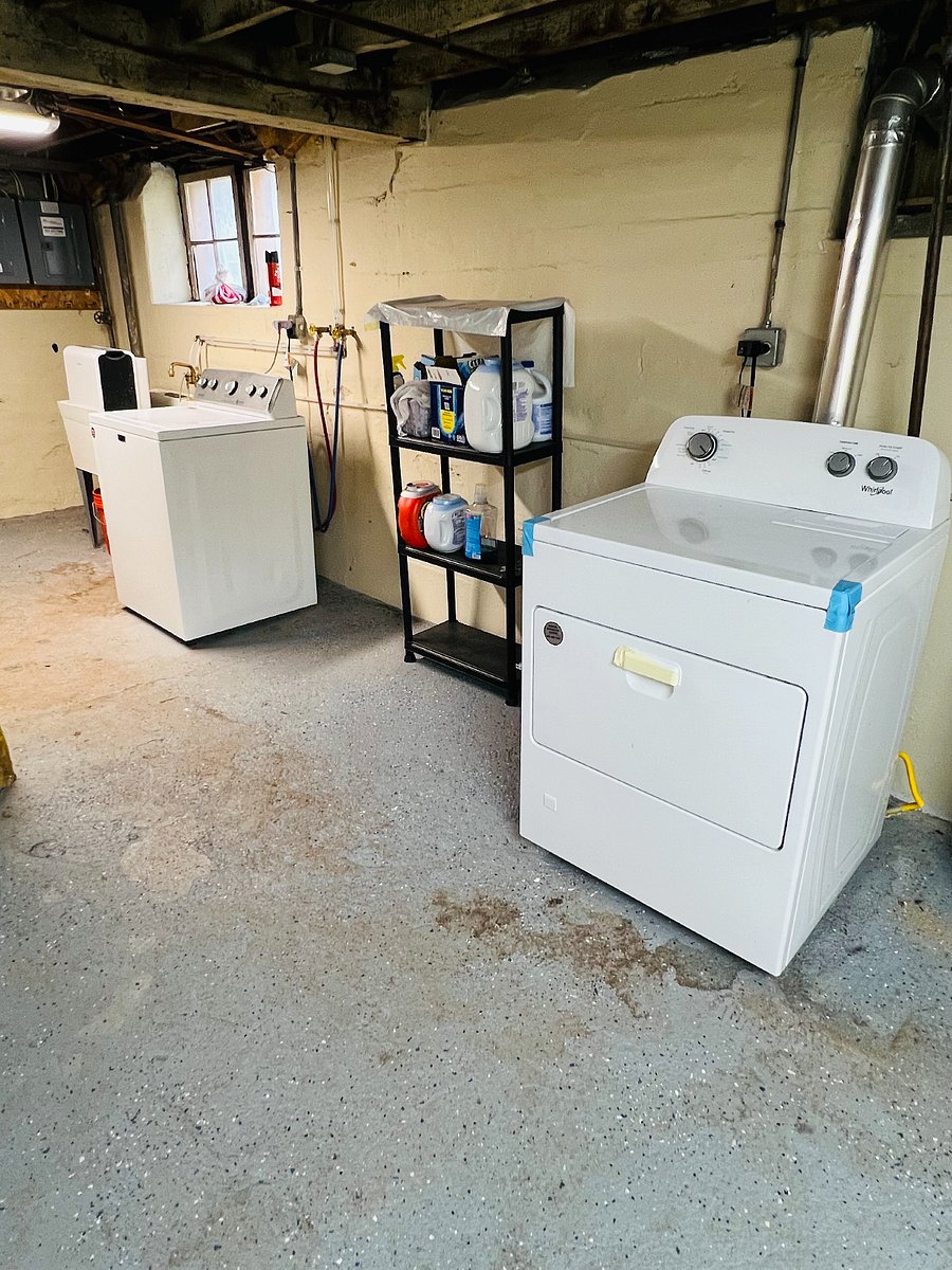 Shared washer/dryer in basement. Exterior access.