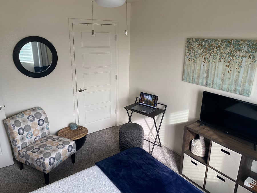 Sitting Nook with small Laptop Desk that can be put away when not in use.