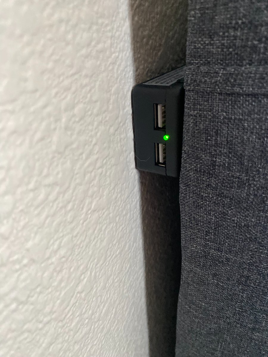 USB Charging Ports behind the headboard