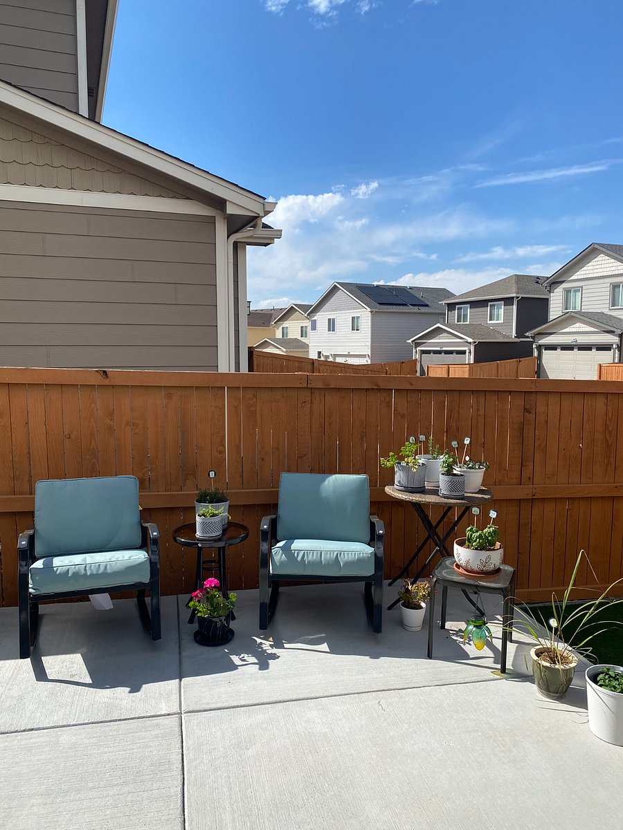 Back Patio Herb Garden and Rocking Chairs