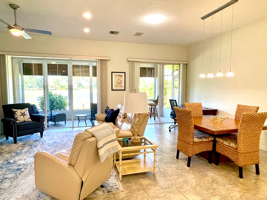 Living Area/Dining Area combo with access to Lanai and Lake Views