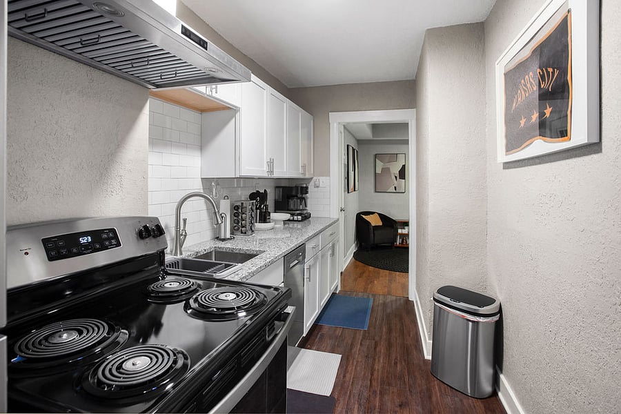 The kitchen is well thought out to maximize space. There are full amenities needed to cook most things. 