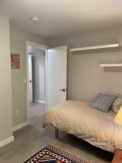 Office daybed with view of hall